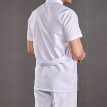 Çizgi Medikal Erkek Hakim Yaka Kısa Kol Kısa Önlük Hemşire Eczacı Öğretmen Doktor Alpaka Kumaş