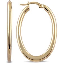 Sunshine 925 Ayar Gold Kaplamalı Oval Halka Gümüş Küpe