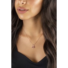 Sunshine 925 Ayar Rose Kaplamalı Ruby Taşlı Kalpli Gümüş Kolye