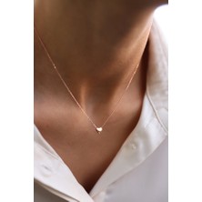Sunshine 925 Ayar Rose Kaplamalı Kalpli Minimal Gümüş Kolye