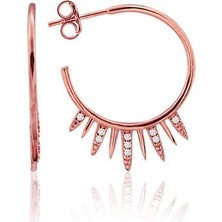 Sunshine 925 Ayar Rose Kaplamalı Beyaz Taşlı Halka Gümüş Küpe