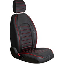 Asya seat Cordoba Uyumlu Deri Oto Koltuk Kılıfı Ön-Arka Tam Set Aysa Series (Siyah-Kırmızı)