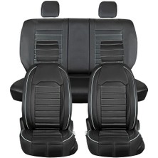 Asya Seat Ateca Uyumlu Deri Oto Koltuk Kılıfı Ön-Arka Tam Set Aysa Series (Siyah-Beyaz)