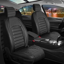 Asya Seat Ateca Uyumlu Deri Oto Koltuk Kılıfı Ön-Arka Tam Set Aysa Series (Siyah)