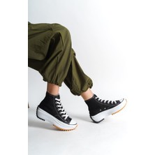 Ramer Roma Bağcıklı Ortopedik Taban Kadın Sneaker Ayakkabı Bt Siyah