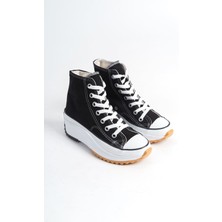 Ramer Roma Bağcıklı Ortopedik Taban Kadın Sneaker Ayakkabı Bt Siyah