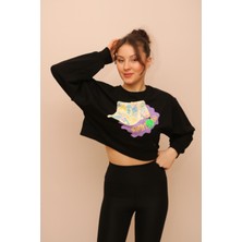 Now Collection Şapka Desen Crop Penye