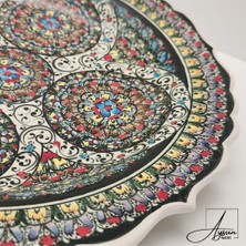 Aysun Hand Art Aysunhandart Ipek Desenle Bezenmiş El Yapımı Seramik Tabak