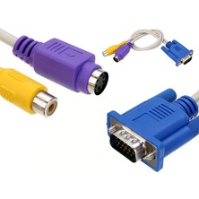 Durgunstore VGA 15 Pin Erkek  / 1 Rca Dişi+Mını Dın Dişi 10 cm Kablo (81)