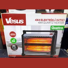 Vesus Şömine Tipi Elektrikli Isıtıcı 1800W Quattro 4x4 Quartz Isıtma