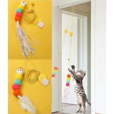 Kitchen Live Elastik Kendinden Yapışkanlı Renkli Kedi Oyun Oltası Kedi Oyuncağı Yapışkanlı Olta Eğitim Oyuncağı