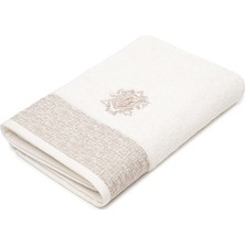 Ecocotton Liva Banyo Havlusu Erkek %100 Organik Pamuk Nakışlı Krem 80X150 cm