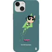 Casen iPhone 15 Plus Powerpuff Girls Buttercup Özel Tasarım Haki Renkli Silikon Telefon Kılıfı