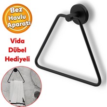 Badem10 Lavabo Banyo Mutfak Üçgen Bez Havlu Askısı Siyah Paslanmaz Metal Vidalı Bez Havluluk Aparatı