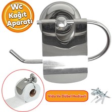 Badem10 Wc Kağıt Standı Tuvalet Kağıtlık Aparat Kapaklı Paslanmaz Metal Sağlam Kaliteli Krom