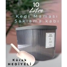 Dem Home Kedi Maması Saklama Kabı 10 Litre Antrasit Renk Saklama Kabı 10 Lt