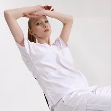 Çizgi Medikal Jogger Lüks Kaliteli Likralı Doktor Hemşire Forması Scrubs Beyaz