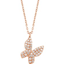 Altın Sepeti Rose Gümüş Kelebek Kolyesi