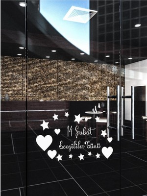 Ne Verelim Size 14 Şubat Sevgililer Günü Mağaza Vitrin Cam Kapı Duvar Sticker Süsleme /beyaz