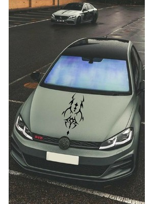 Ne Verelim Size Oto Kaput Şerit Sticker Dövme Tasarımlı Siyah 25*60 cm
