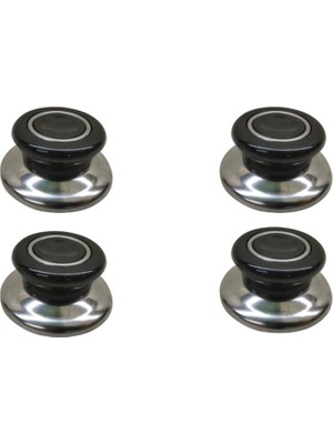 Sultanoğlu Nalburkent Tencere Kapak Kulpu Cam Ve Metal Kapak İçin Hanımeli Kromajlı Siyah 4 Lü