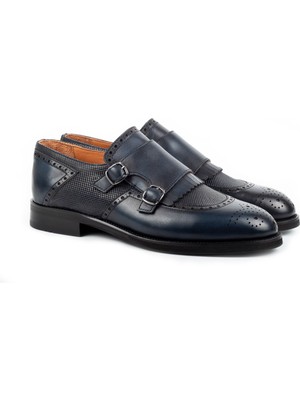 Zerbay Lhotse Microlight Taban Çift Tokalı Hakiki Deri Erkek Klasik Ayakkabı, Monkstrap, Loafer