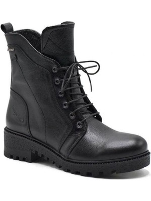 Venüs Kadın Hakiki Deri Waterproof Bağcıklı Fermuarlı Bot 1950891K - Siyah - 36