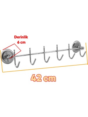 Badem10 Elbise Havlu Asma Askı Metal 6'lı Banyo Lavabo Vidalı Askılık Sağlam Aparat Krom Askılık