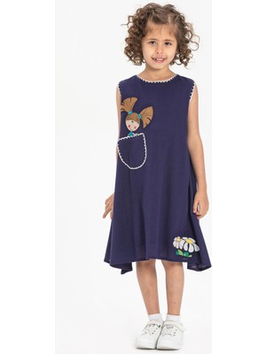 Ece Şile Bezi Kız Çocuk Elbise Mor Mor