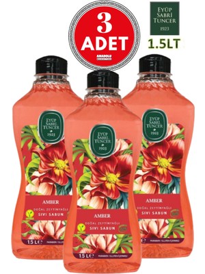 Eyüp Sabri Tuncer Doğal Zeytinyağlı Sıvı Sabun Amber 1500 ml x 3 Adet