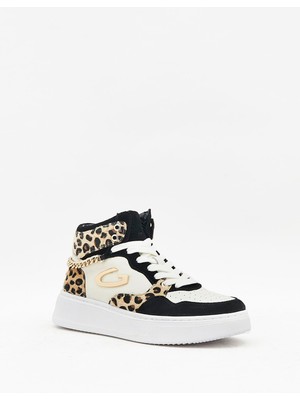 Guardiani New Era 0157 Kadın Siyah Leopar Deri Sneaker