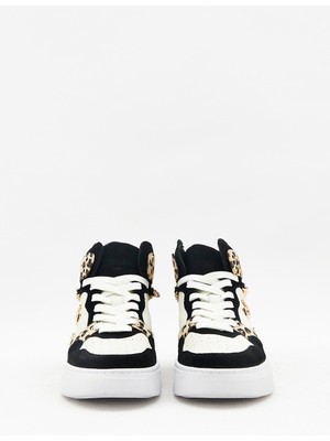 Guardiani New Era 0157 Kadın Siyah Leopar Deri Sneaker