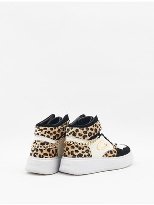 Guardiani New Era 0157 Kadın Siyah Leopar Deri Sneaker