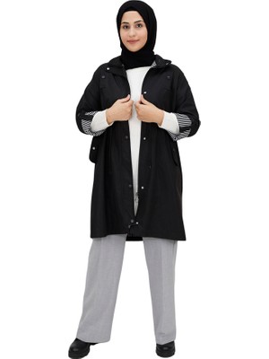 9004 Bycoolest Butik Büyük Beden Orta Boy Bondit Kumaş Trençkot