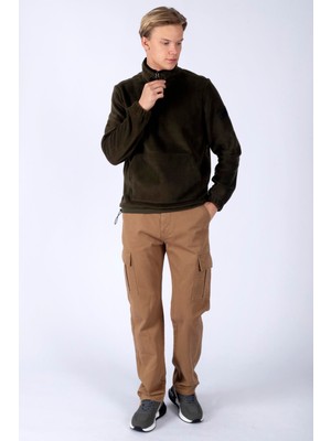 Lee Cooper Felix Erkek Dik Yaka Polar Sweatshirt Haki