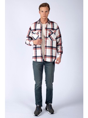 Lee Cooper Moses Erkek Dokuma Uzun Kol Gömlek Tarçın-Lacivert Ekose