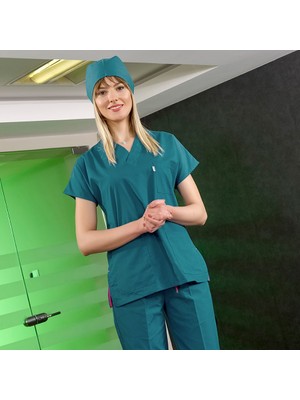Dr Greys Terikoton Açık Petrol Yeşili Doktor Hemşire Forması Cerrahi Takım Ince Kumaş (ALT ÜST)