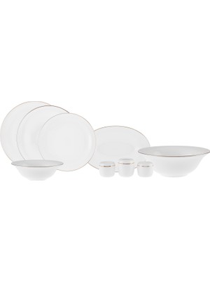 Karaca Fine Pearl 58 Parça 12 Kişilik Yemek Takımı Altın Renk Düz Tema ile Şık Tasarım