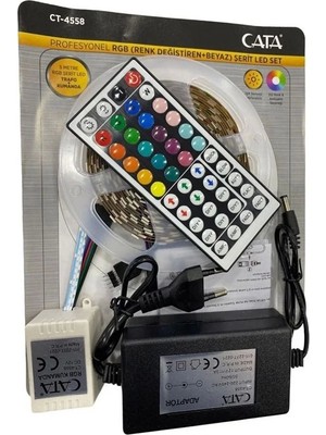 Cata CT-4558 Rgb Şerit LED Seti 60 Çip 5050 (5mt Rgb Led+Trafo+Rgb Kumanda)