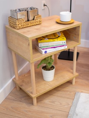 Peka Yan Sehpa - Salon - Oturma Odası Zigon Sehpa-Safir Meşe