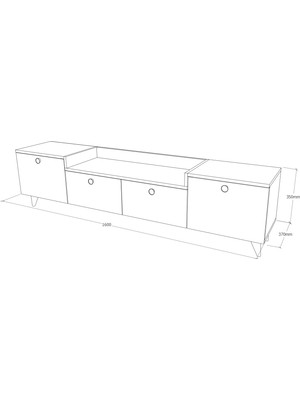 Conceptiva Leon Beyaz Tv Sehpası 160 cm 4 Kapaklı Tv Ünitesi