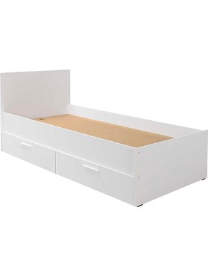 adore mobilya Çekmeceli Tek Kişilik Karyola-Mat Beyaz (Beyaz) 99X88X195 cm (Gxyxd)