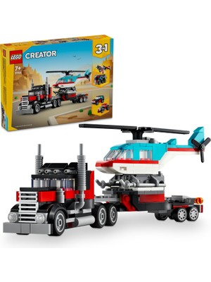 LEGO® Creator 3’ü 1 Arada Helikopterli Açık Kasa Kamyon 31146 - 7 Yaş & Üzeri Çocuklar için Yaratıcı Oyuncak Yapım Seti (270 Pr)