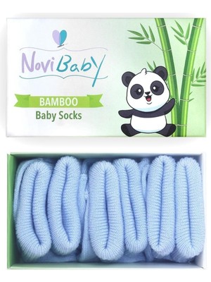 Novibaby 3'Lü Bambu Yenidoğan Bebek Çorap Dusty Blue Mavi