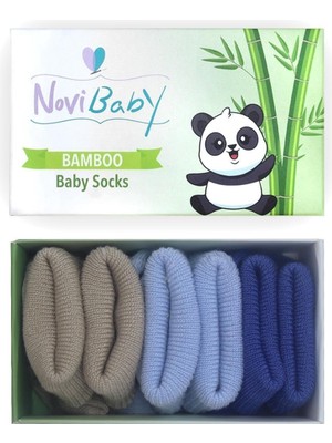 Novibaby 3'Lü Bambu Yenidoğan Bebek Çorap Coastal Sea
