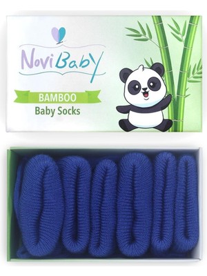 Novibaby 3'Lü Bambu Yenidoğan Bebek Çorap Navy Blue Lacivert