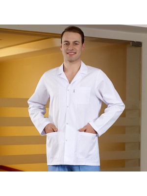 Çizgi Medikal Erkek Klasik Yaka Laboratuvar Önlüğü Hemşire Eczacı Öğretmen Doktor Alpaka Kumaş