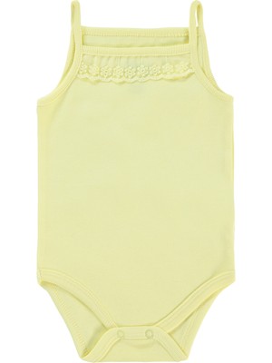 Kujju Civil Baby Kız Bebek Çıtçıtlı Badi 3-9 Ay Sarı
