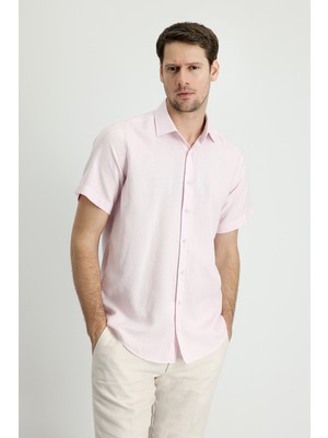 Kiğılı Kısa Kol Regular Fit Spor Pamuklu Keten Gömlek