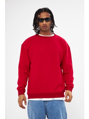 Mesfeno Erkek Sıfır Yaka Oversize 3 Iplik Sweatshirt